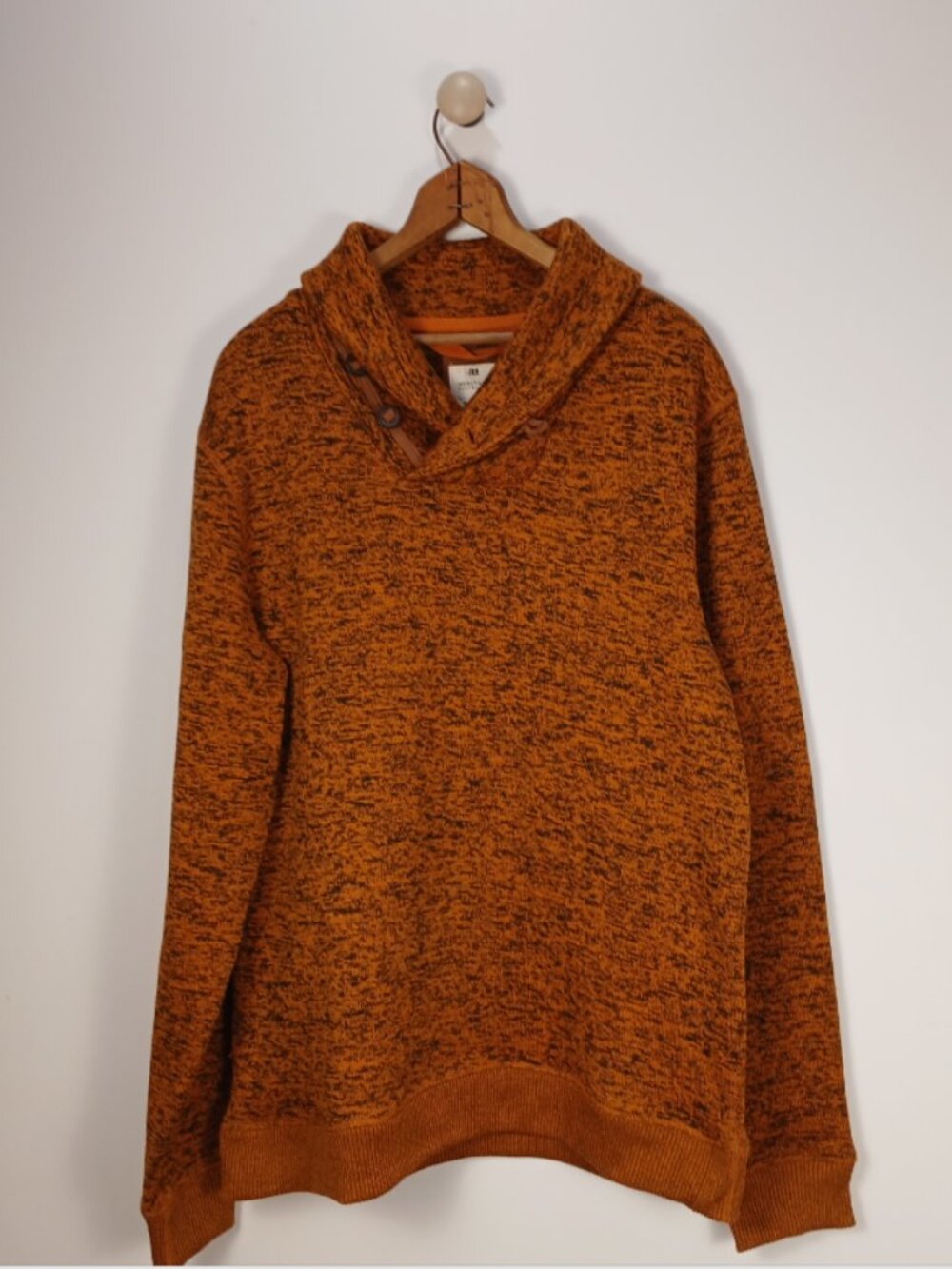 Le 31 Simons Mens Shawl Collar Sweater Size Large Ochre/Mustard Color Soft Warm